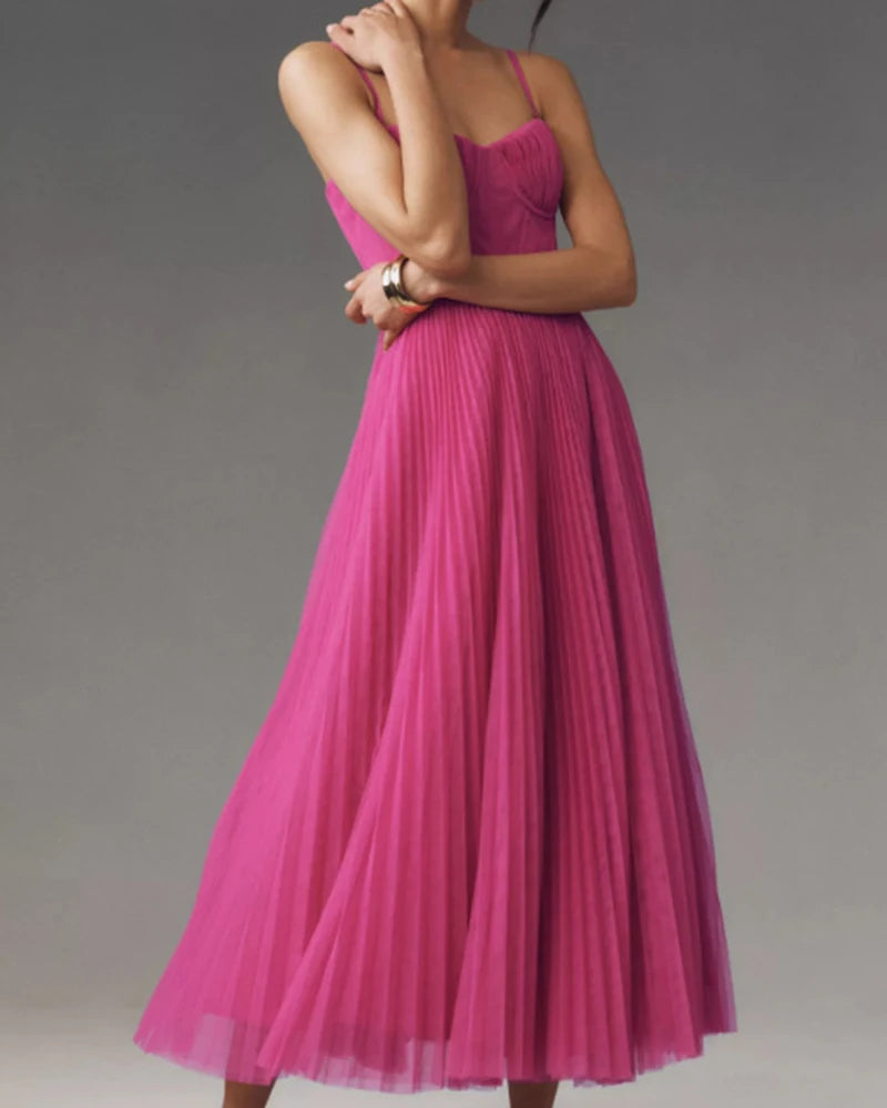 Female Hollow Backless Bridesmaid Dress Spring High Street Solid Girdling Pleat Long Dress Elegant Women Solid Tube Tops Dress