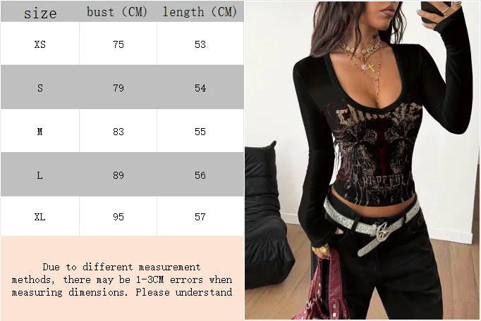 Ladies' Spring/Summer Retro Style Music Road Printed Long Sleeve T-shirt