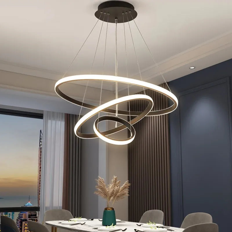 Modern Pendant Chandelier – Gold/White/Black, Dining & Bedroom