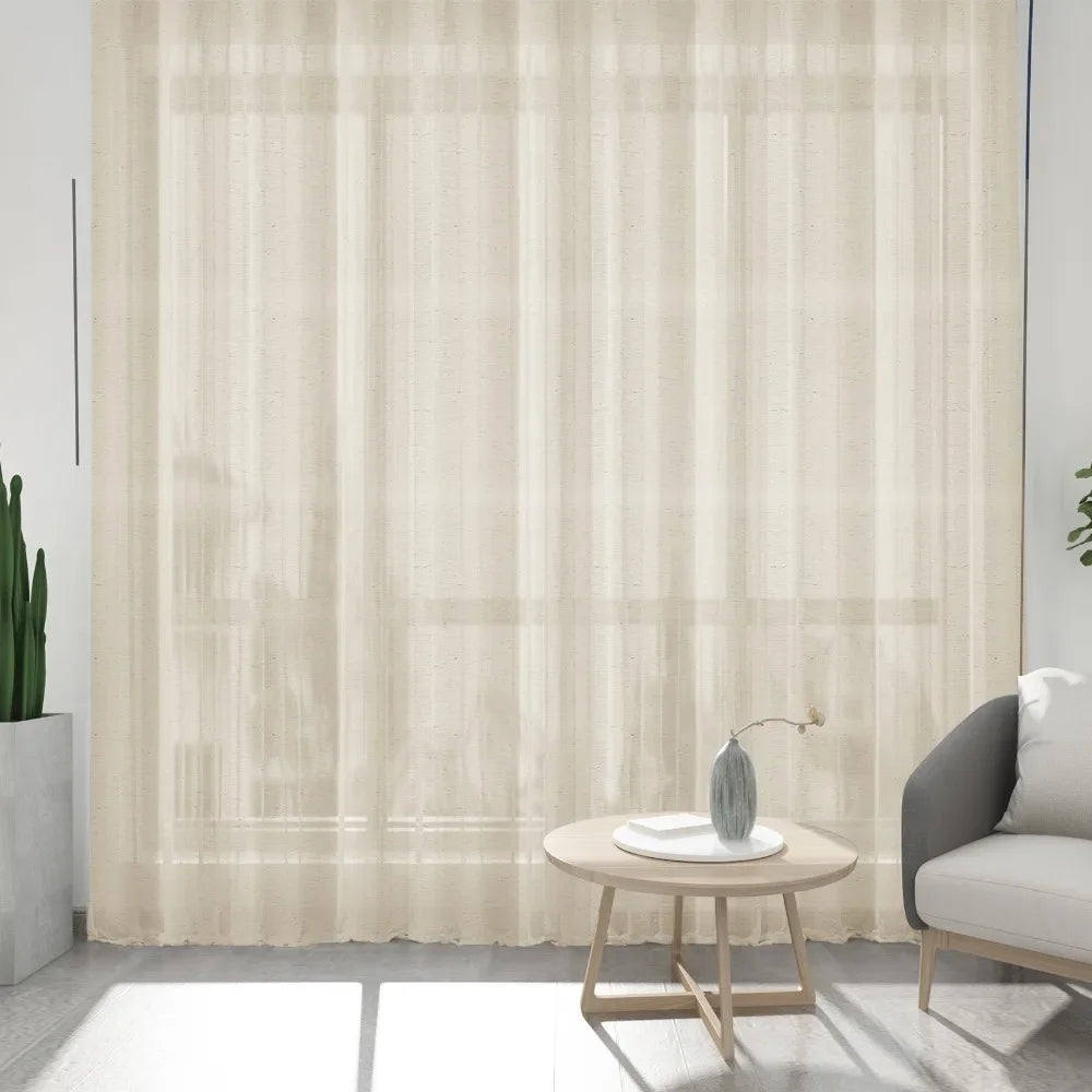 NATURAL LINEN SHEER CURTAINS - 65gsm, Rod Pocket, 5 Sizes - Soft Light