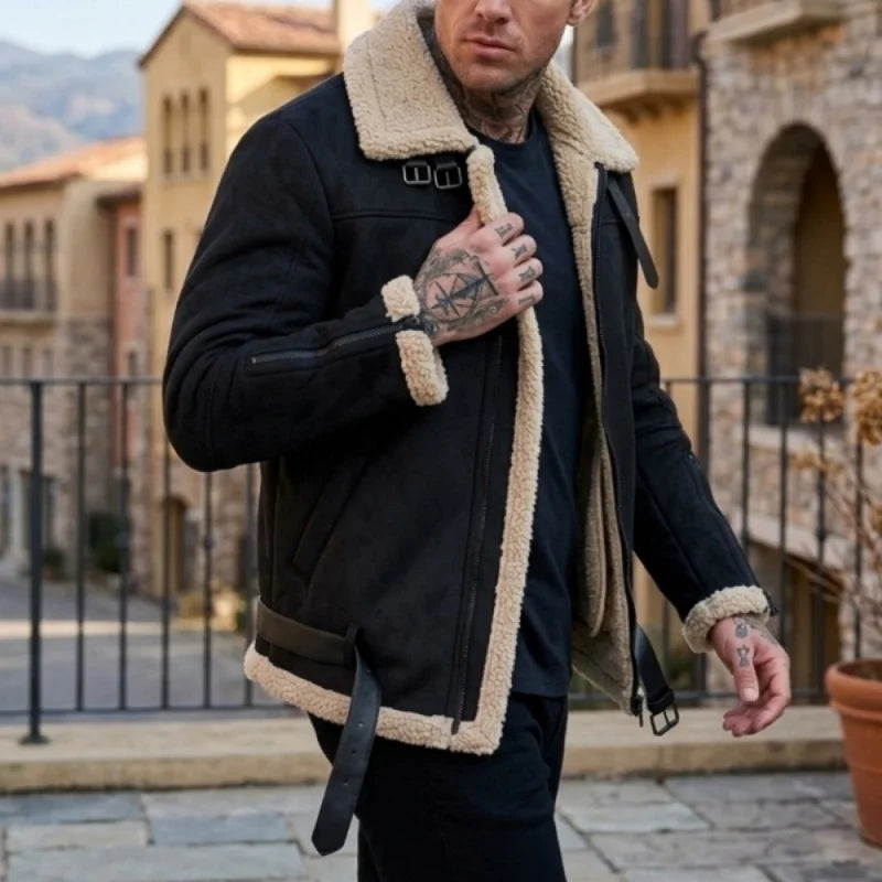 SUEDE FLEECE - Men's Faux Suede Fleece-Lined Winter Jacket - 2 Colors, S–5XL