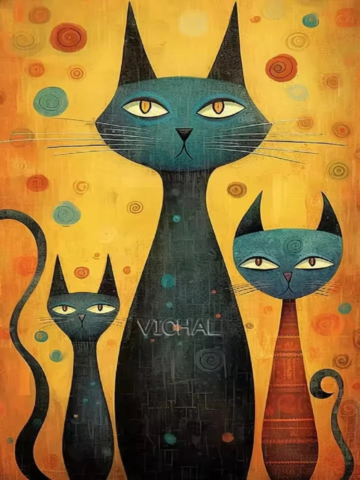 Colorful Cat Canvas Print - Frameless Rainbow - Playful Pop