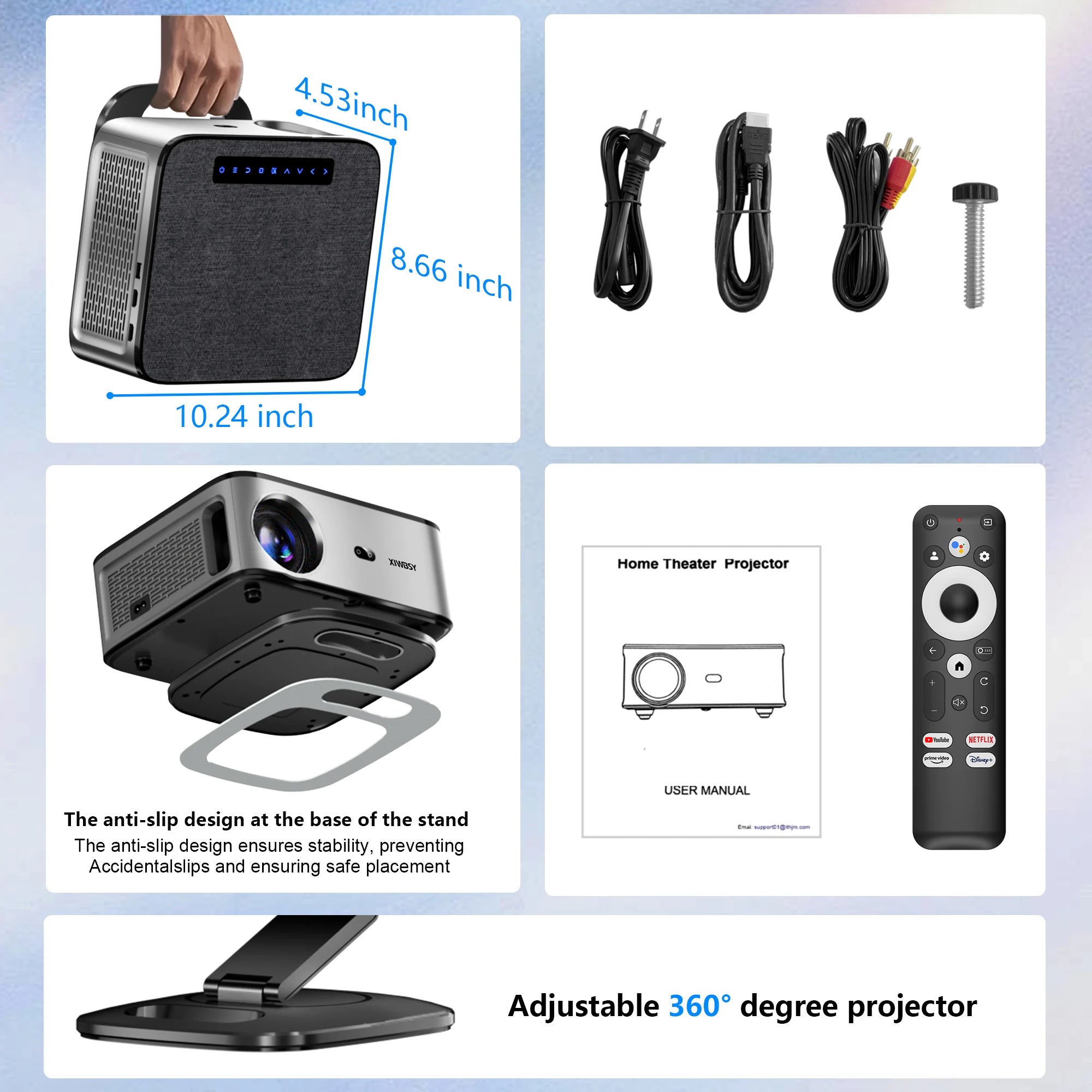4K Home Cinema Projector Google TV 360° Rotation BT5.4
