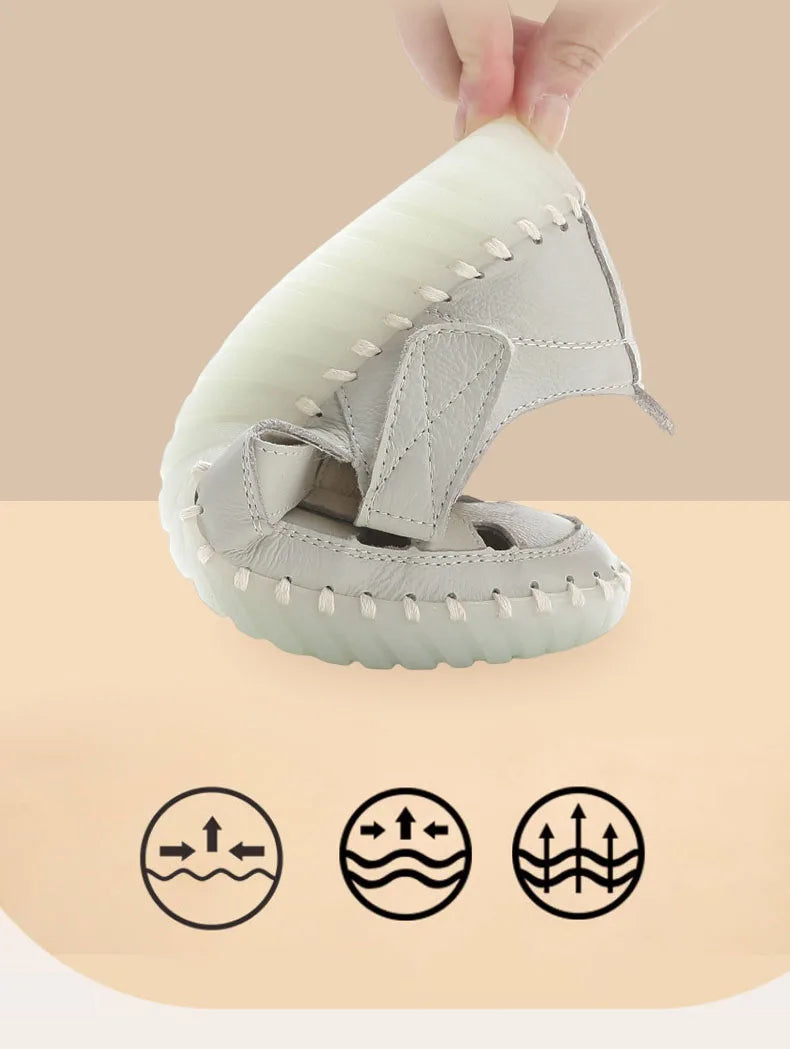 New patches gladiator sandals women's handmade bohemian shoes big size 43 woman real leather sandal ladies patchwork strap flats
