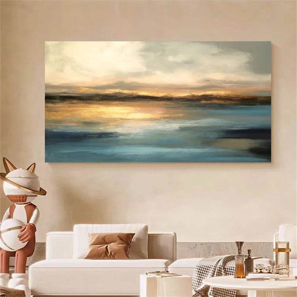 ABSTRACT SEA VIEW OIL PAINTING - Hand-Painted - Unframed Canvas