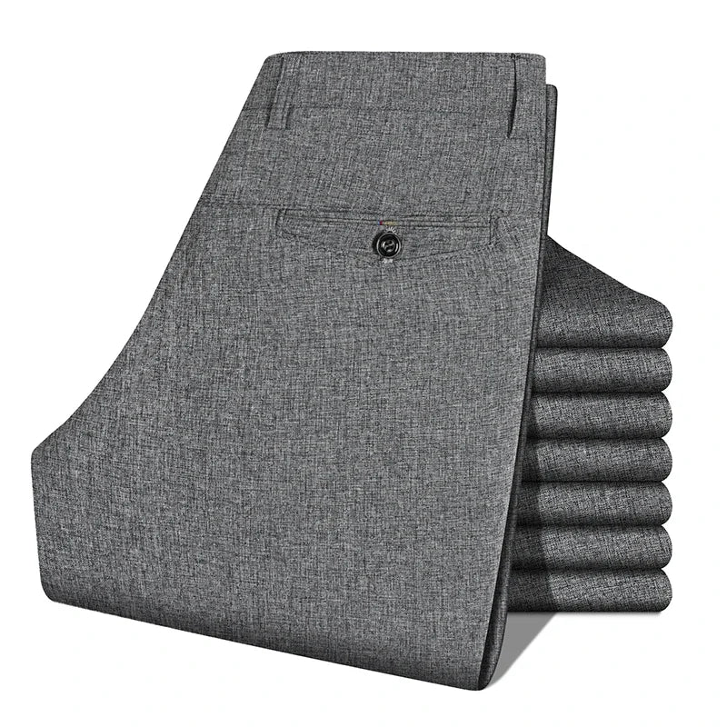 LINEN EASE - Men's Office Straight Pants - Elastic Waist, Wrinkle Resistant, 4 Colors