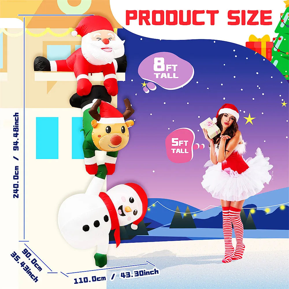 Inflatable Christmas Scene - 8 ft - Warm LED Glow
