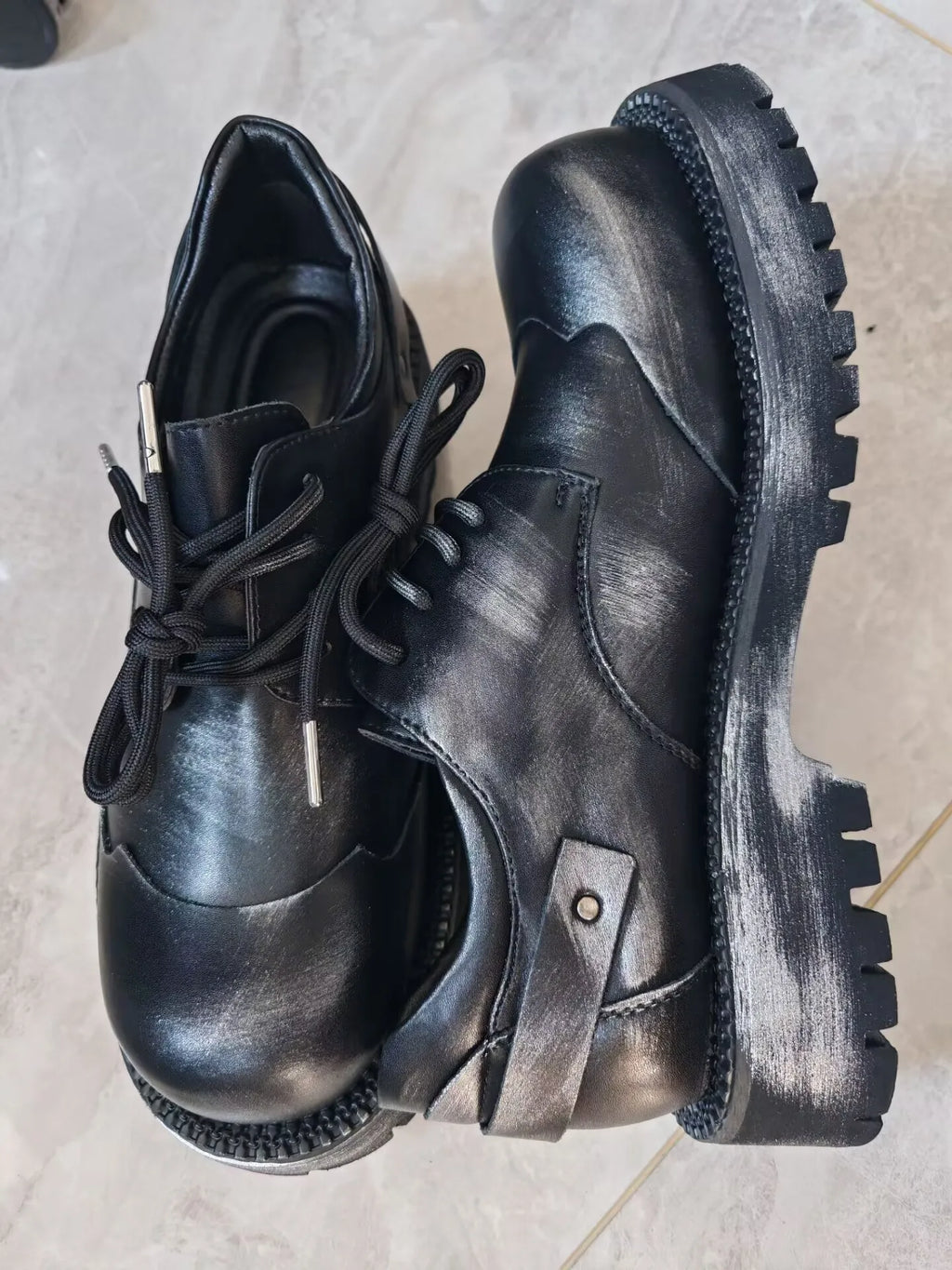STAR DERBY - Men's British Style Cowhide Platform Derby Shoes - Wedge Heel Waterproof Lace-Up Dress Shoes