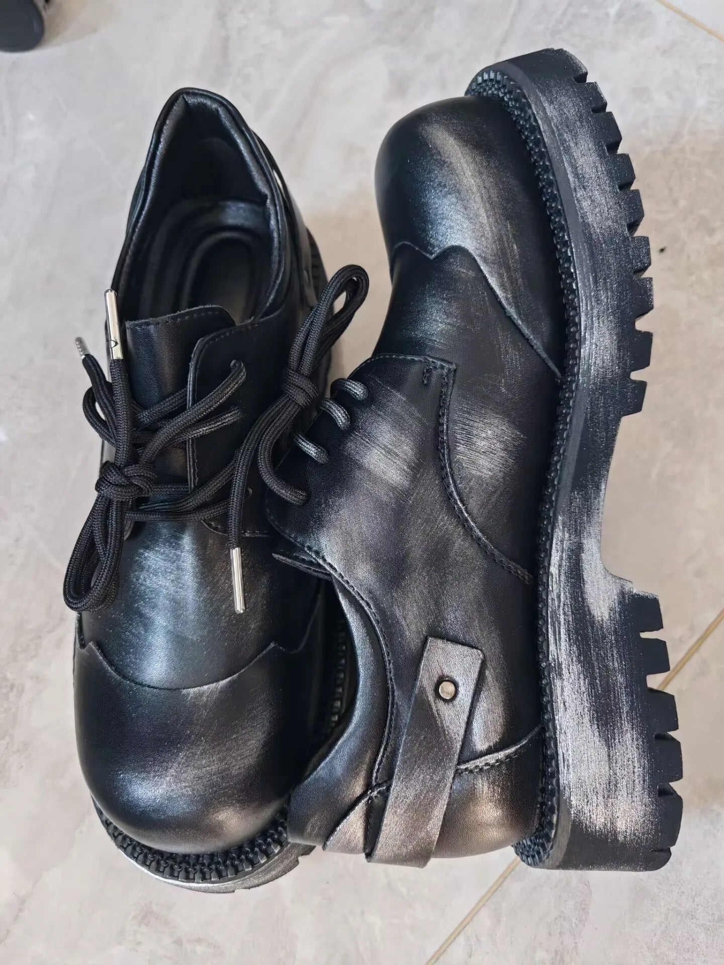 STAR DERBY - Men's British Style Cowhide Platform Derby Shoes - Wedge Heel Waterproof Lace-Up Dress Shoes