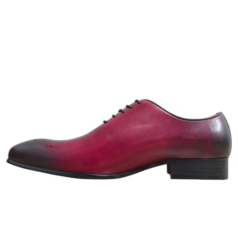 RED STATEMENT - Men's Genuine Leather Oxford Dress Shoes - Wedding Business Party