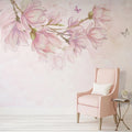 Custom 3D Pink Floral Wall Mural – Hand Painted, 7 Materials