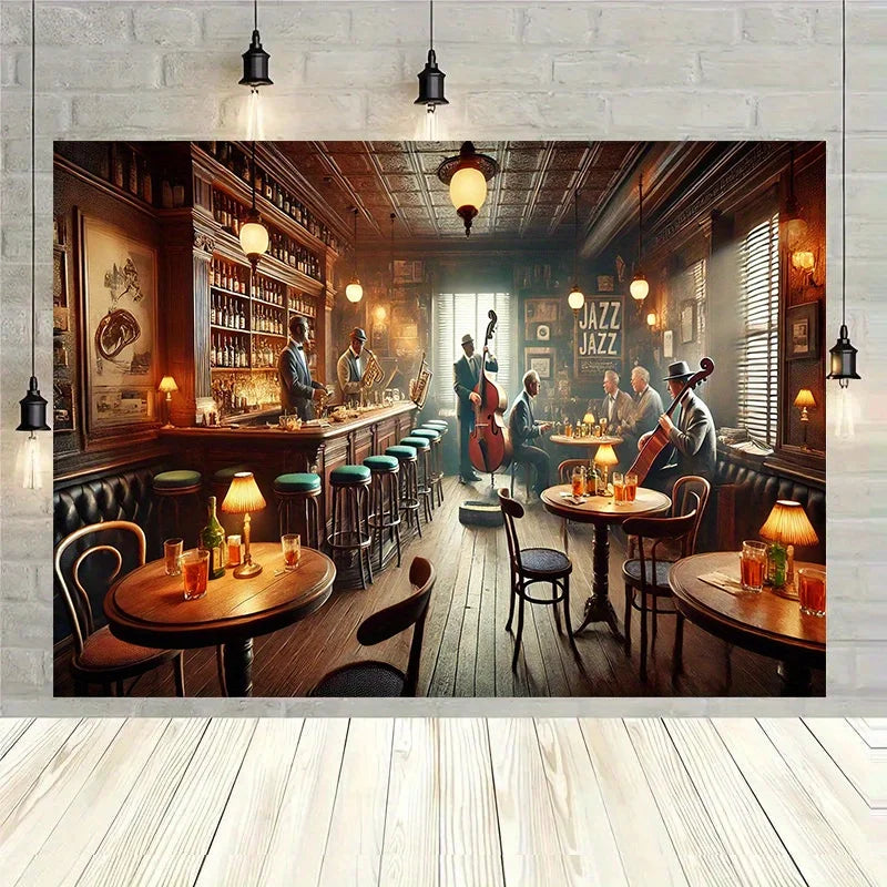 Jazz Bar Backdrop - Multi-Size - Party Atmosphere