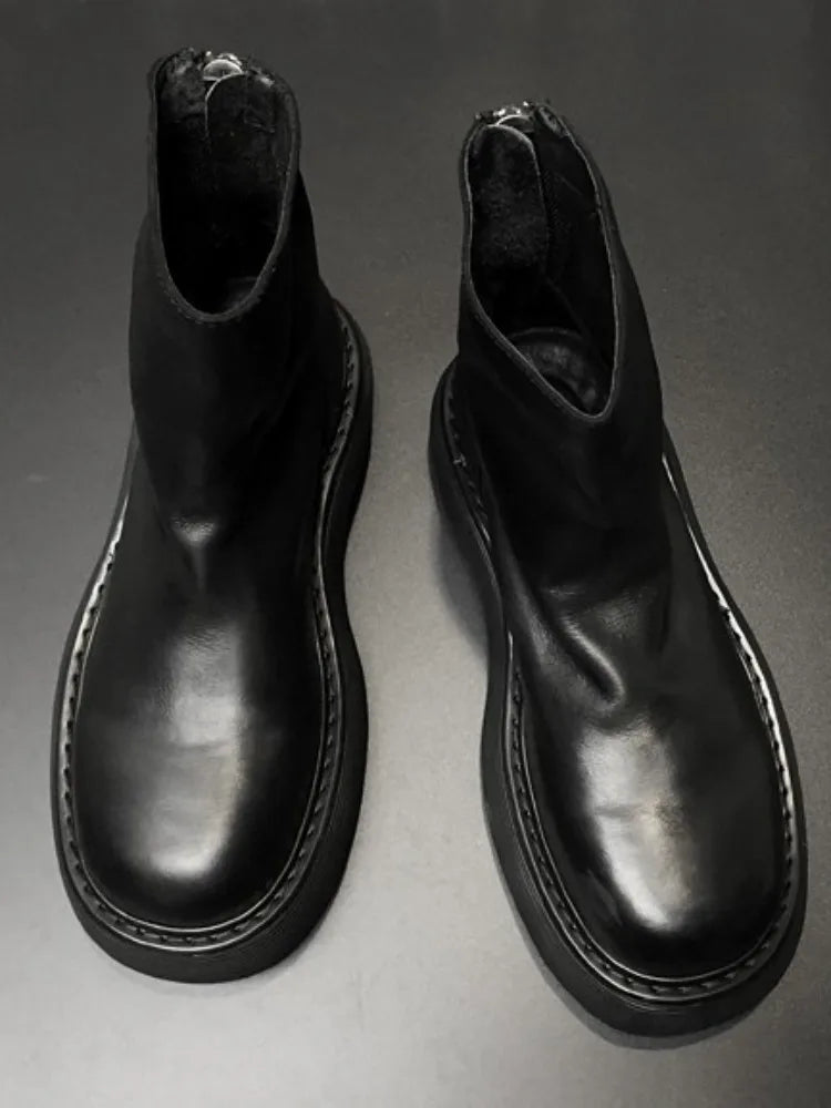 PUNK CHELSEA BOOTS - Men's Genuine Cow Leather Platform Boots - Street Edge, British Soul