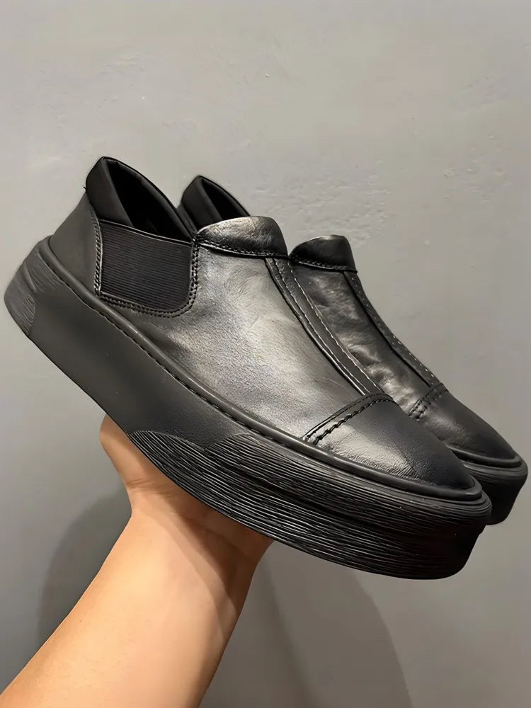 RETRO LIFT - Platform Cowhide Loafers - Slip On, Stand Taller