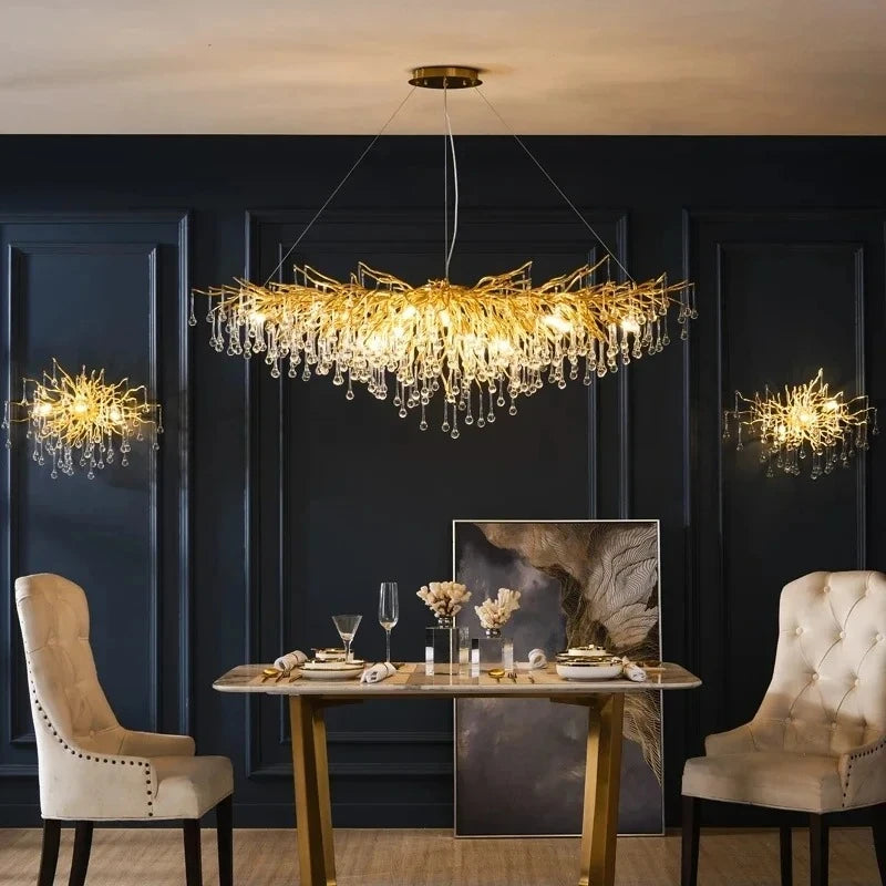 Water Drop Crystal Chandelier – Chrome/Gold/Black, Multi-Size