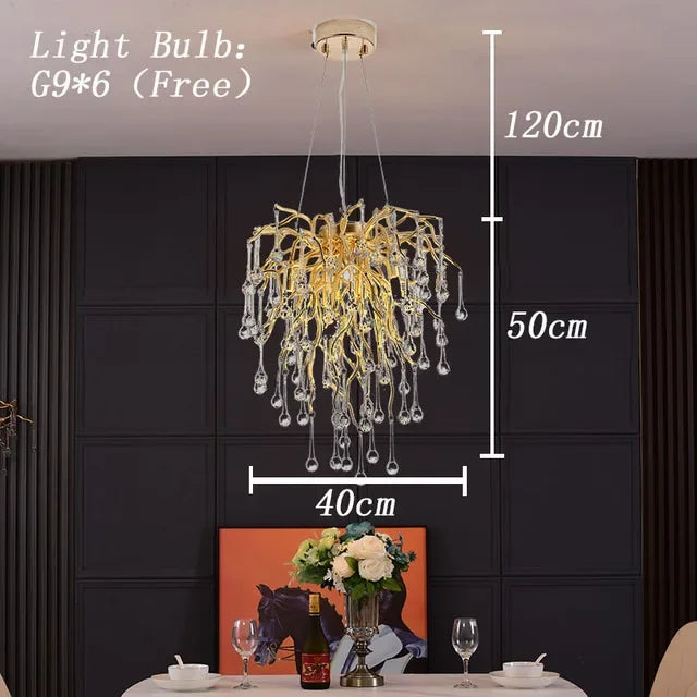Water Drop Crystal Chandelier – Chrome/Gold/Black, Multi-Size