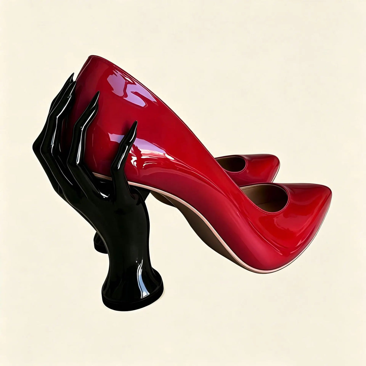 Patent Leather Pumps – Pointed Toe Sculptural Heel Slip-On