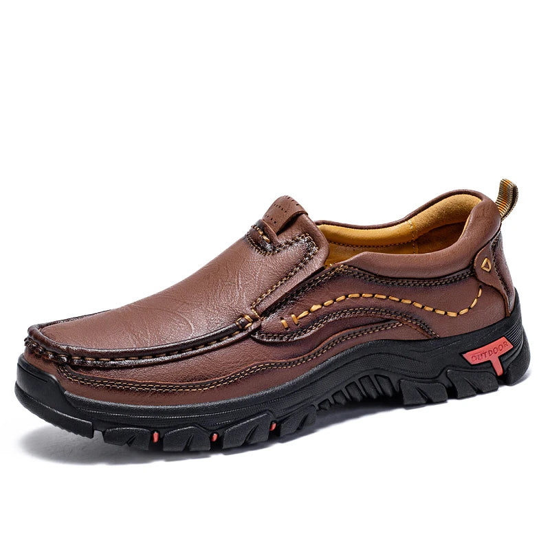 Men's Split Leather Slip-On Business Casual Flats - Comfort Work Shoes EU 38-48