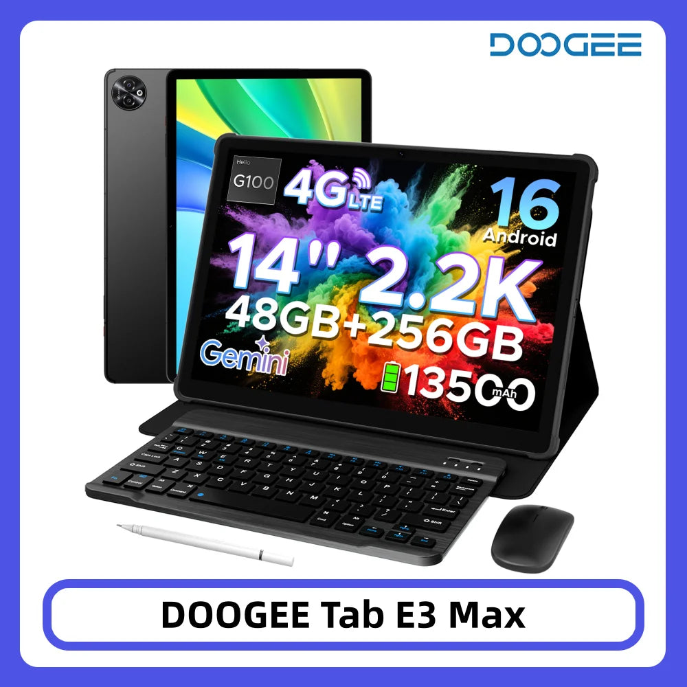 DOOGEE Tab E3 Max 14" 2.2K - Helio G100, 48GB+256GB, 4G LTE