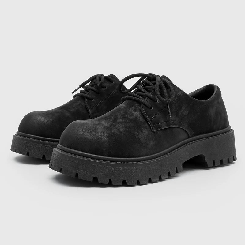 RISE UP - Men's Retro Platform High-Top Derby Shoes - Height Boosting Workwear Leather