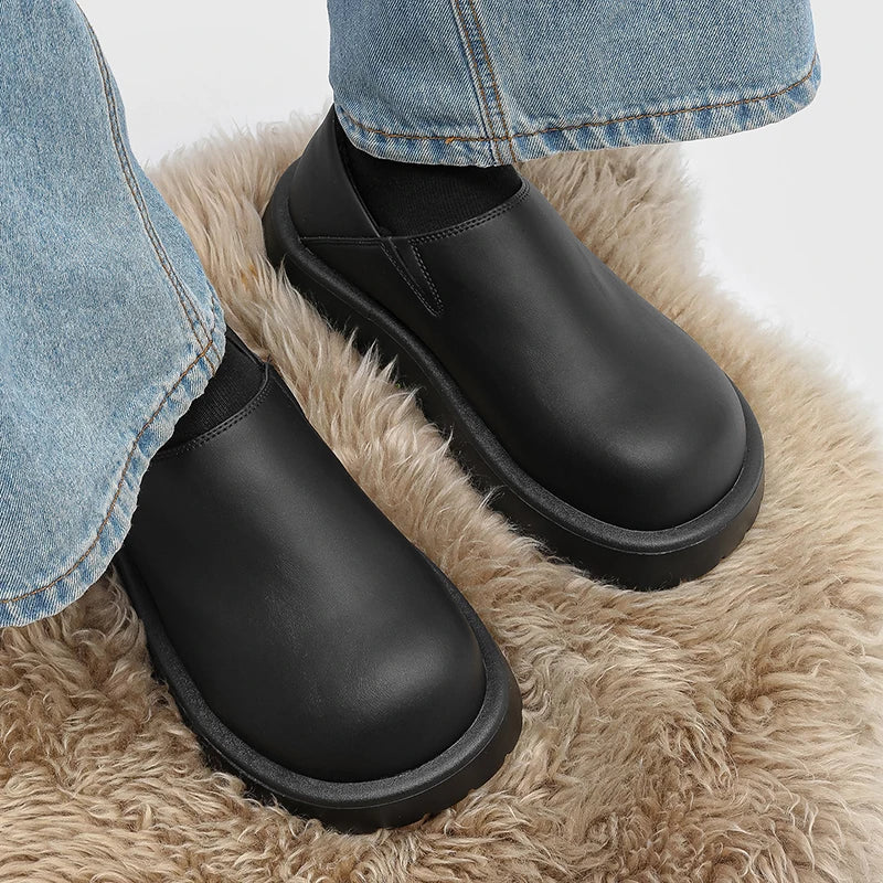 Men's Winter Loafers - Slip-On Two-Way Mule Shoes with Fur Lining Option