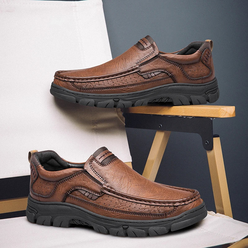 HAND-SEWN LOAFER - Men's Breathable Slip-On Shoes - Thick Rubber Sole Classic