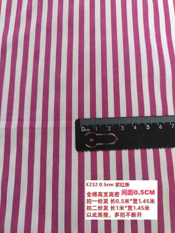 Striped Cotton Poplin Fabric – 145cm Wide, By the Meter