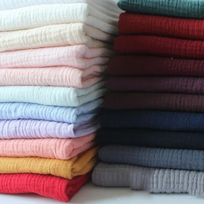 100*135cm Fabric Drape Cotton and Linen Double Gauze Crepe Fabric for Baby Clothes, Ladies' Skirts, Sleepwear