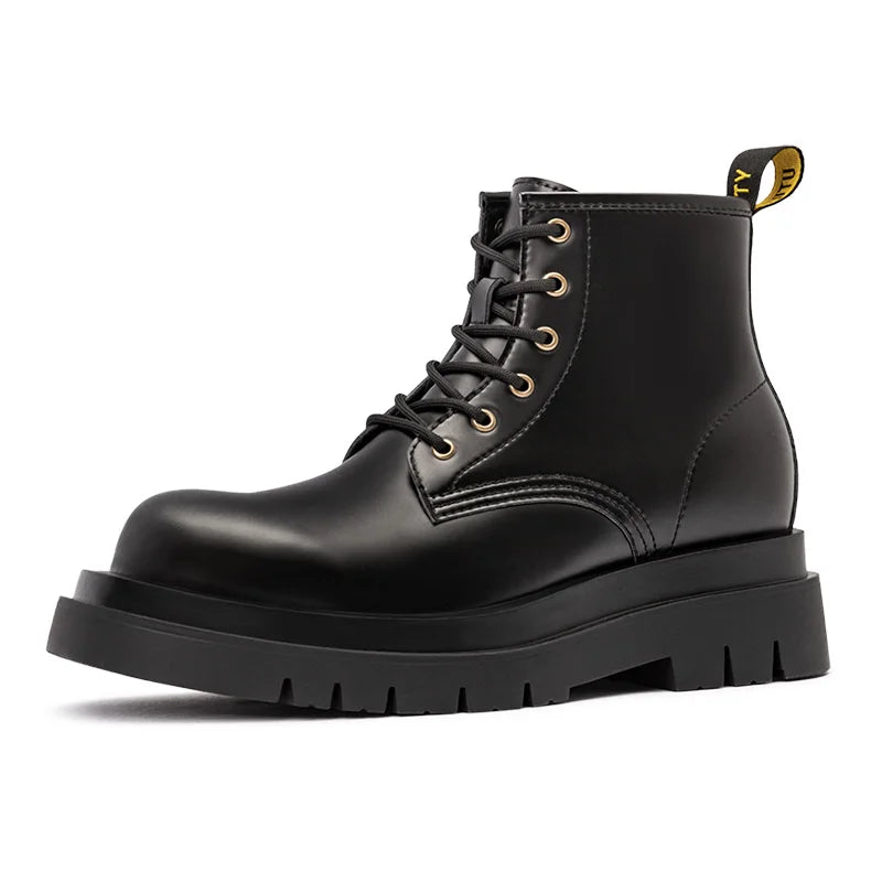 Maden Men's Mid-Calf Work Boots - British Style Lace-Up Metal Detail TPR Sole
