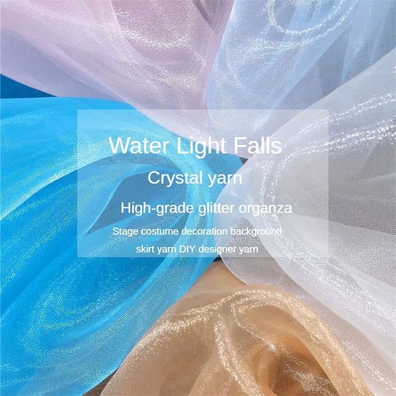 Water Light Crystal Organza Fabric Shiny By The Meter for Clothes Wedding Dress Children's Clothing Sewing Cloth Smooth White