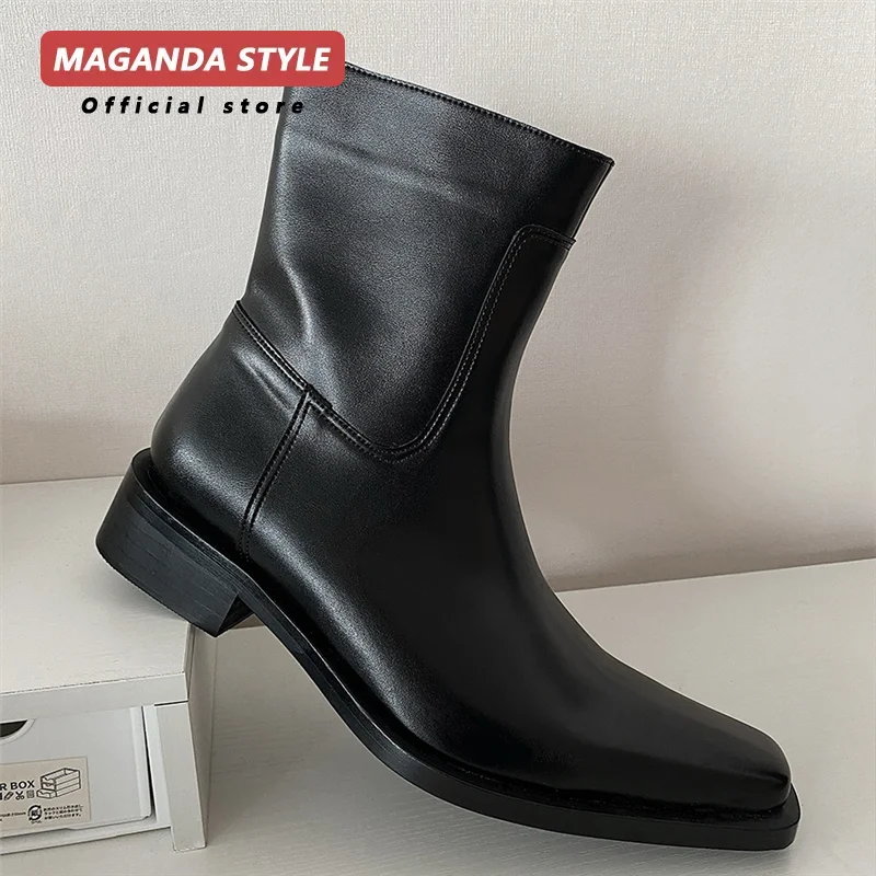 Unisex Chelsea Ankle Boots - Pointed Toe Side Zip Waterproof Low Heel