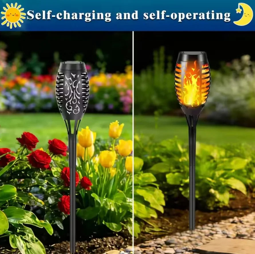 SOLAR FLAME TORCH LIGHTS - 8–16 Pieces, Flickering Glow - Garden Path Ambience