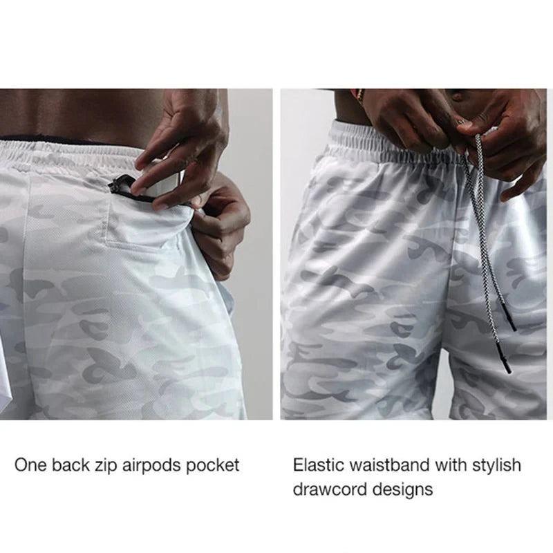 Men Running Shorts 2 in 1 Double-deck Sport Shorts Sportswear Gym Fitness Short Pants Training Jogging Bottom Men's Clothing