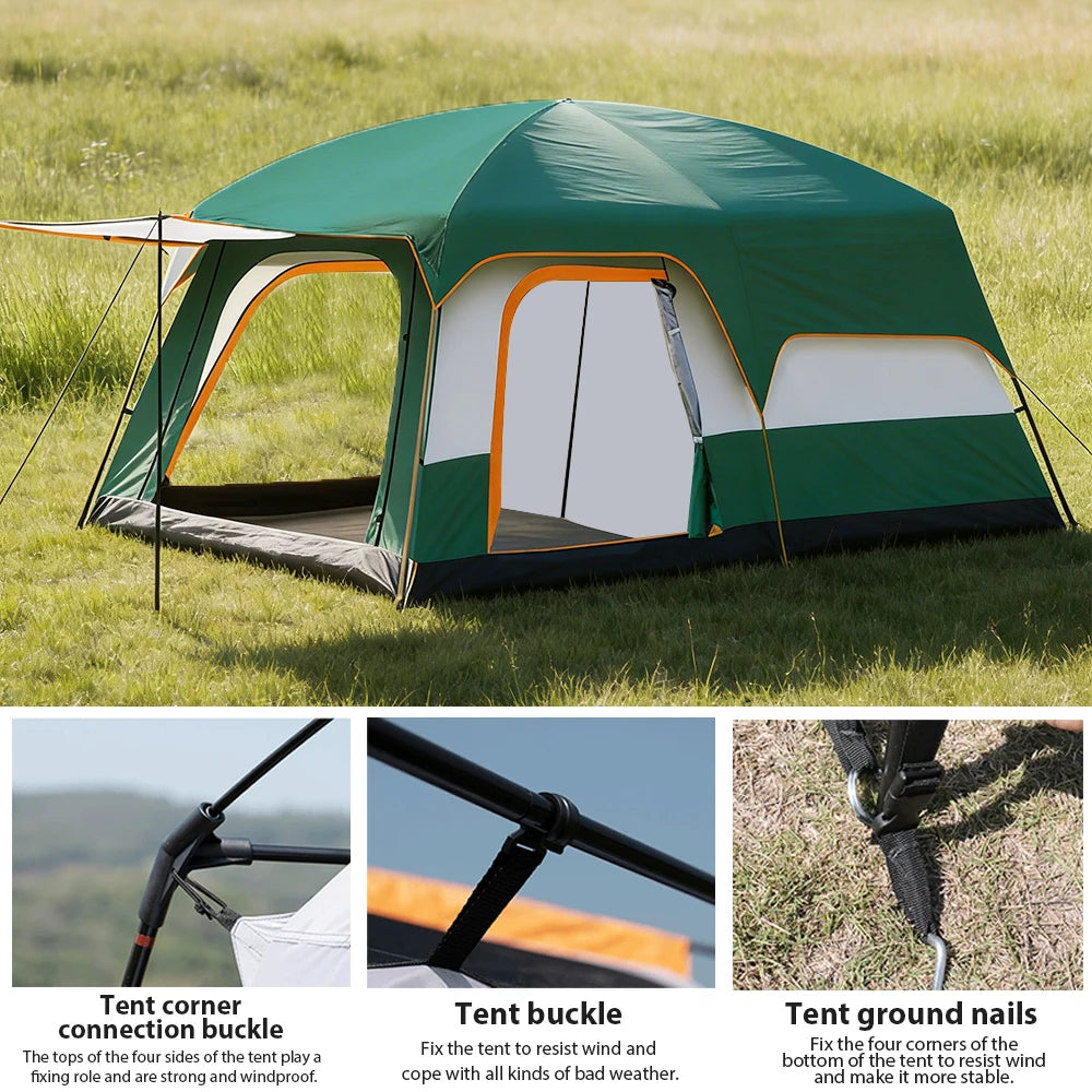 Outdoor Family Camping Tent Two Bedroom One Living Room 4-12 Person Waterproof