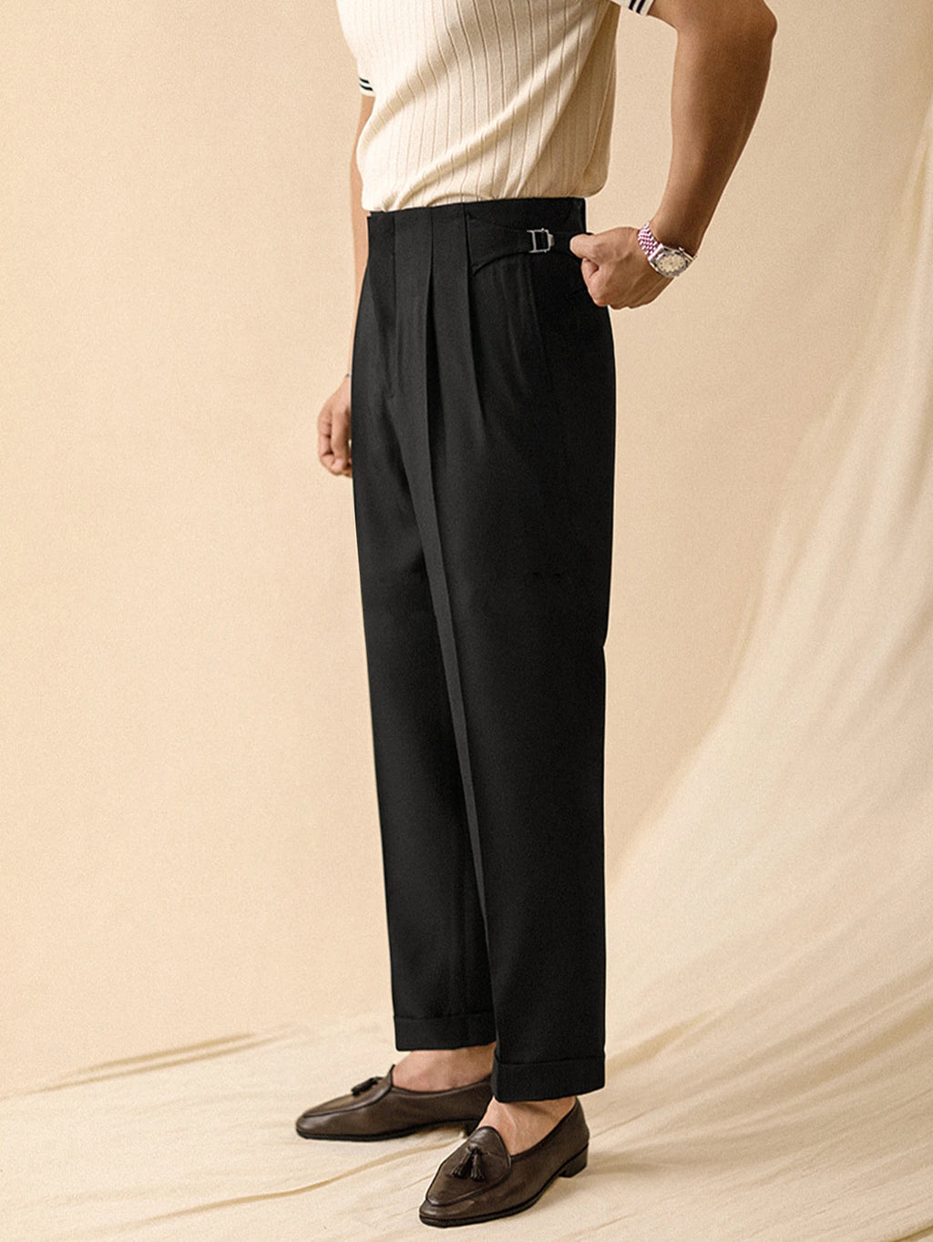 NAPOLI WIDE - Men's Pleated Wide Leg Trousers - Italian Style, 3 Colors, S–XXL