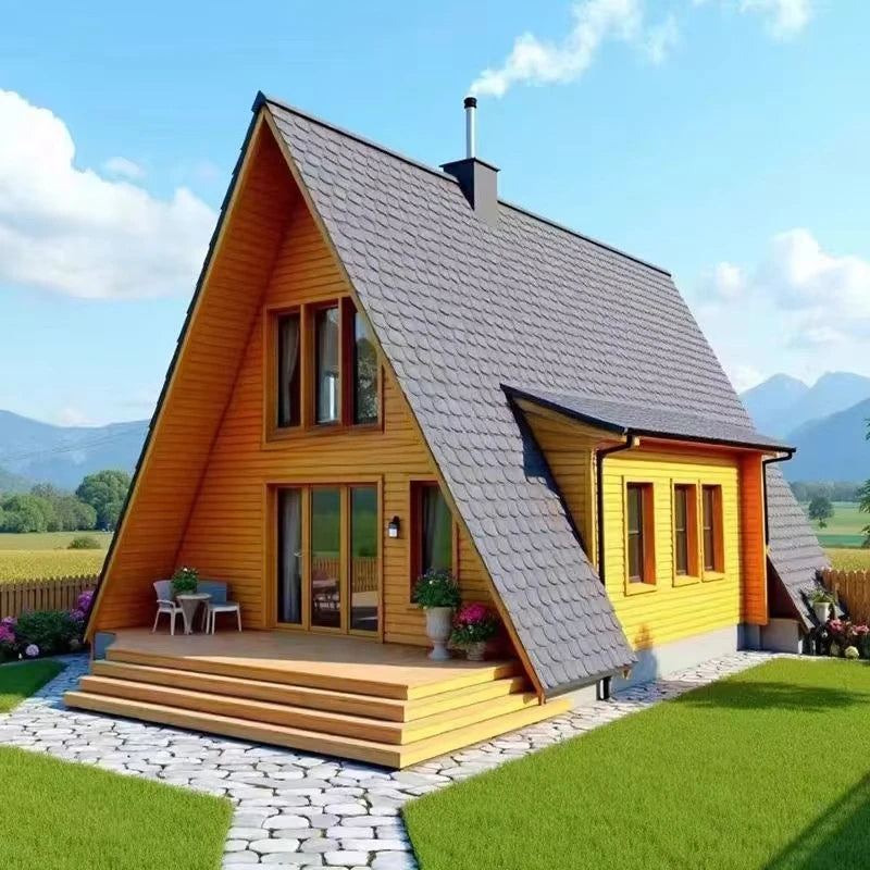 A-Frame Prefab Homes - Triangular Luxury Villas Fast Install Terrace