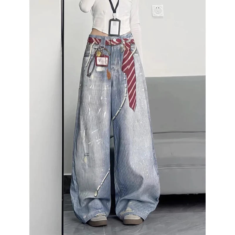 YIBASHU Women Baggy Y2k Jeans Japanese 90s Style Streetwear Boyfriend Jean Pants Vintage Harajuku Oversize Denim Trousers Autumn