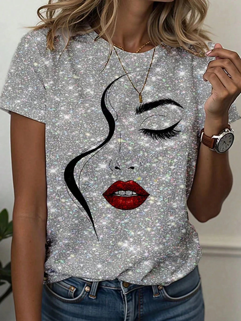 Abstract Face Gradient Color 3D Print T-Shirts Women's Casual Short Sleeve T Shirt O-Neck Tees Harajuku Y2K Tops Female Clothing