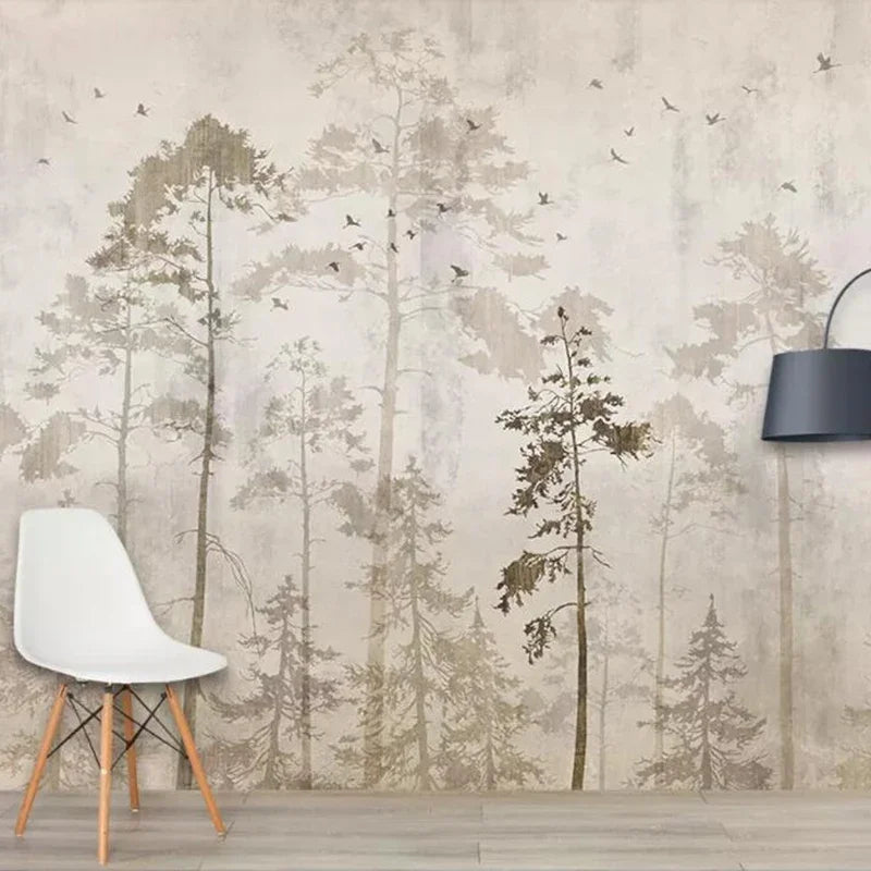 FOREST BIRD MURAL - Custom Wall Wallpaper - 3D Nature Decor