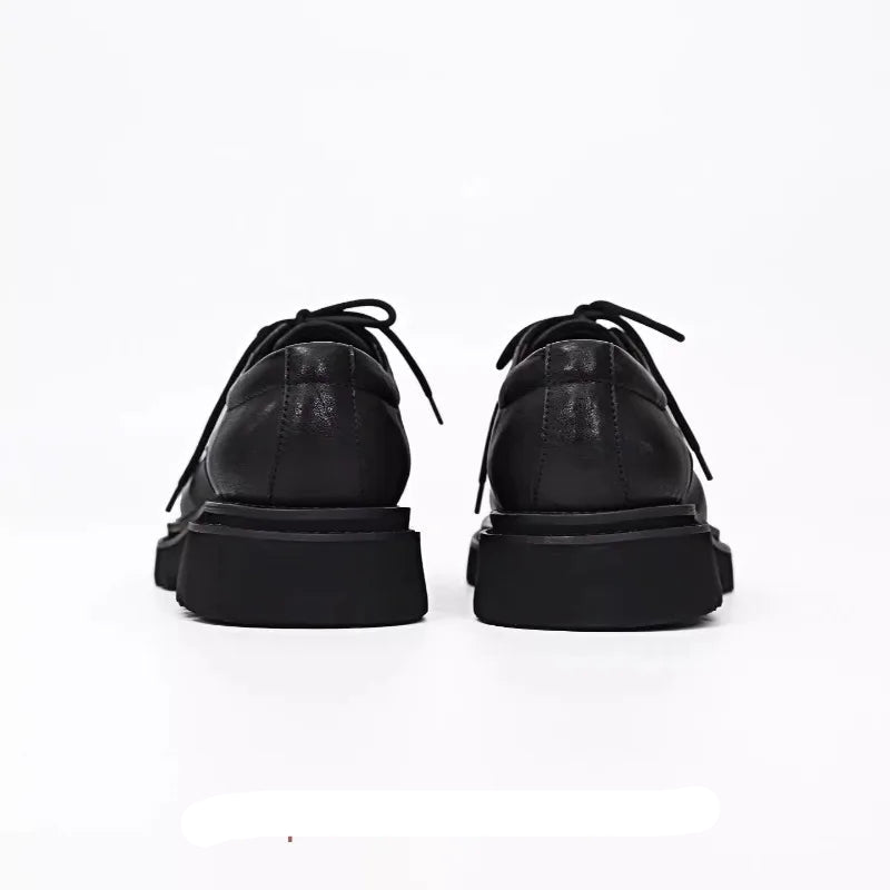 ROUND CRAFT - Genuine Leather Round Toe Derby Shoes - Thick Sole, Office Ready