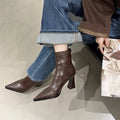 Elegant Ankle Boots – Pointed Toe Square Heel Zip Platform