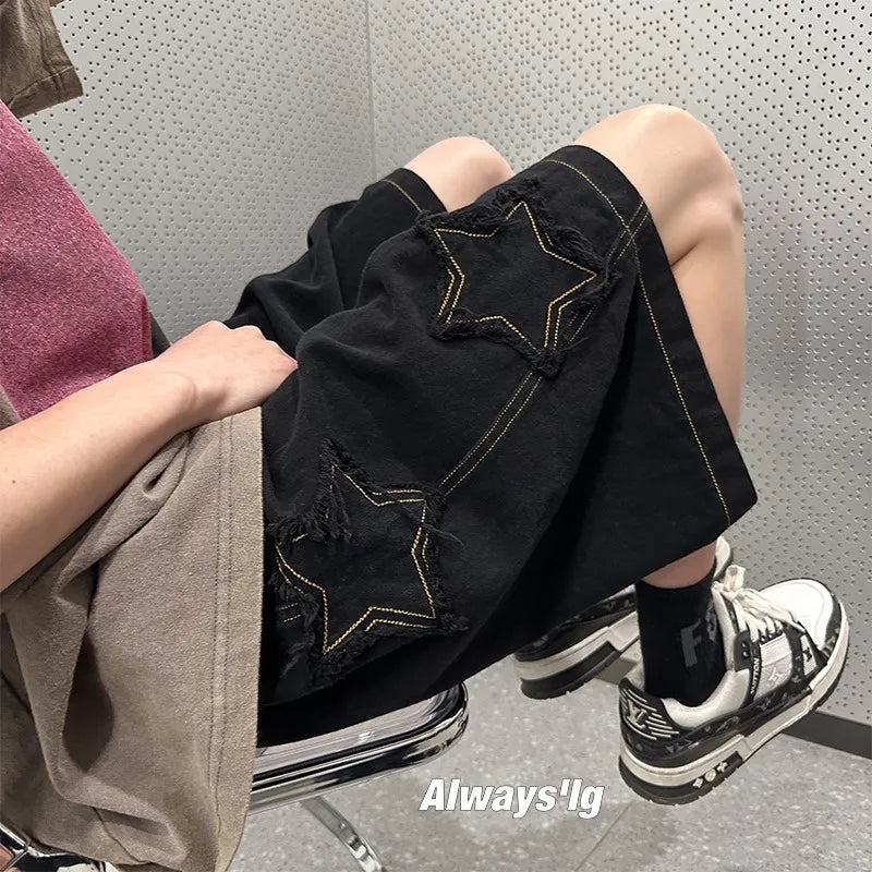 2024 Summer Shorts Men Loose Vintage Denim Basic Simple Hot Sale High Waist Leisure Ulzzang Streetwear Shorts