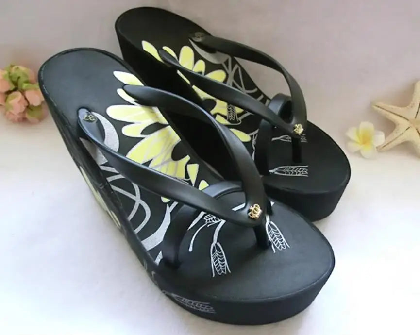 Platform Wedges Sandals Wedges Flip Flops High Heel Sandals Slippers White Beach Sandals Bohemia Flip Flops Pink size 32--43
