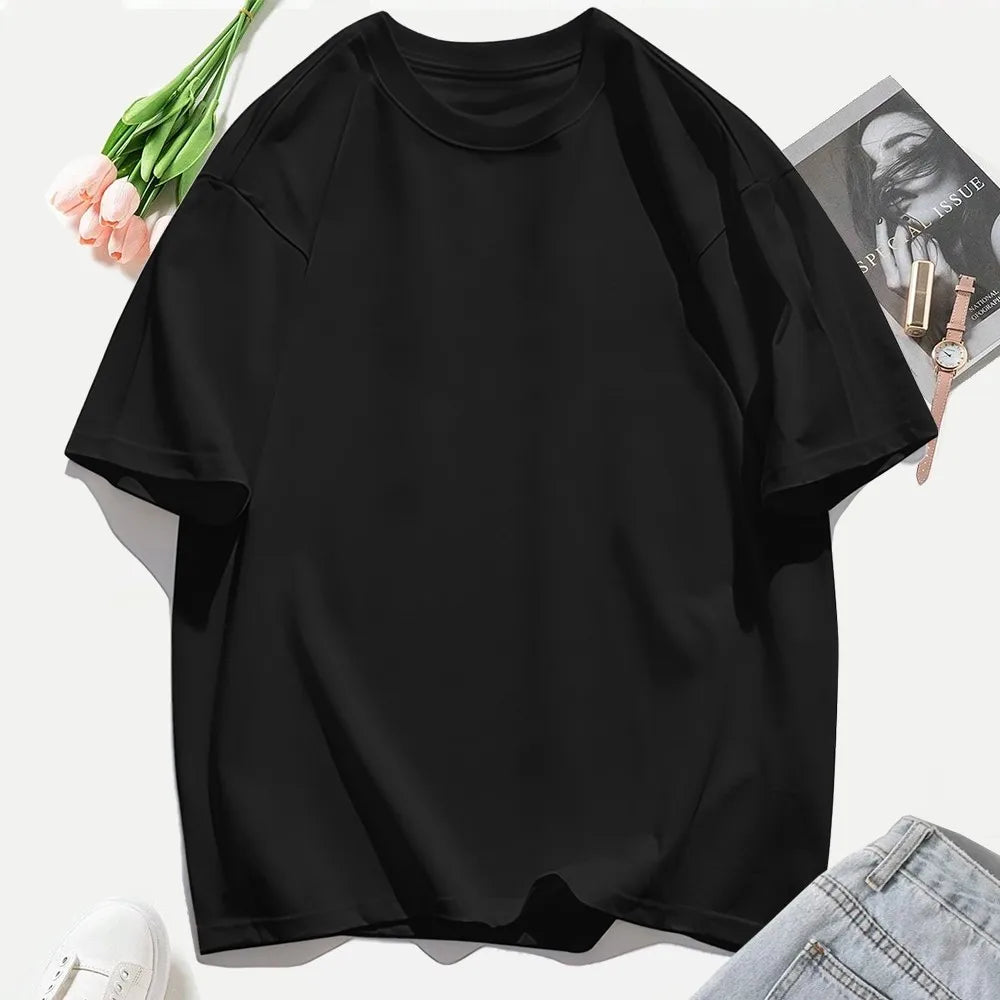 Woman 100% Cotton T Shirts Solid Color Casual T-Shirt O-Neck Summer Tops For Women Fashion Oversized Female Sportswear