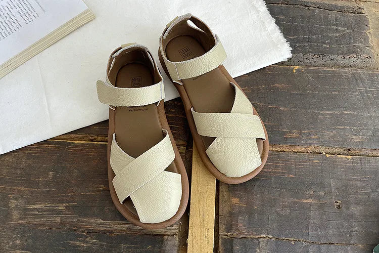 Careaymade-Genuine leather soft surfaces comfortable sandals,original big women's shoes,summer hollowed out women beach shoes