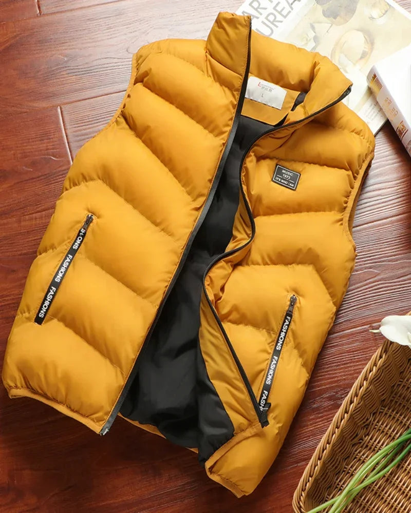 PUFF VEST - Men's Sleeveless Puffer Jacket - Mandarin Collar, 5 Colors, M-8XL