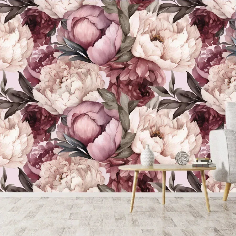 Custom Floral Nature Wall Mural – Peel & Stick or Non-Woven