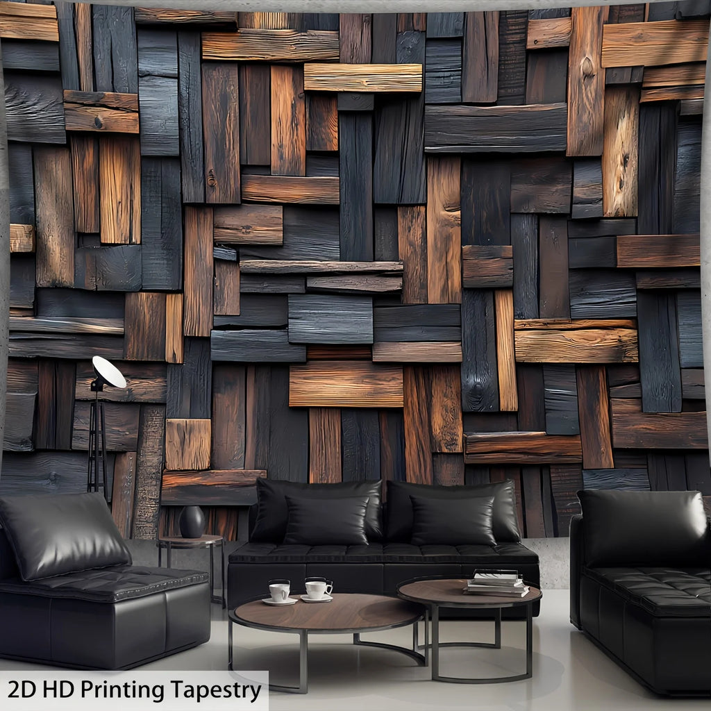 RUSTIC WOOD PLANK TAPESTRY - 3D Print Polyester, 10 Sizes - Raw Walls