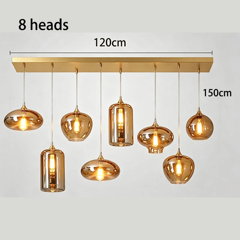 Luxury Crystal Pendant Light – Black/Gold, 1–12 Heads, APP Dimmable