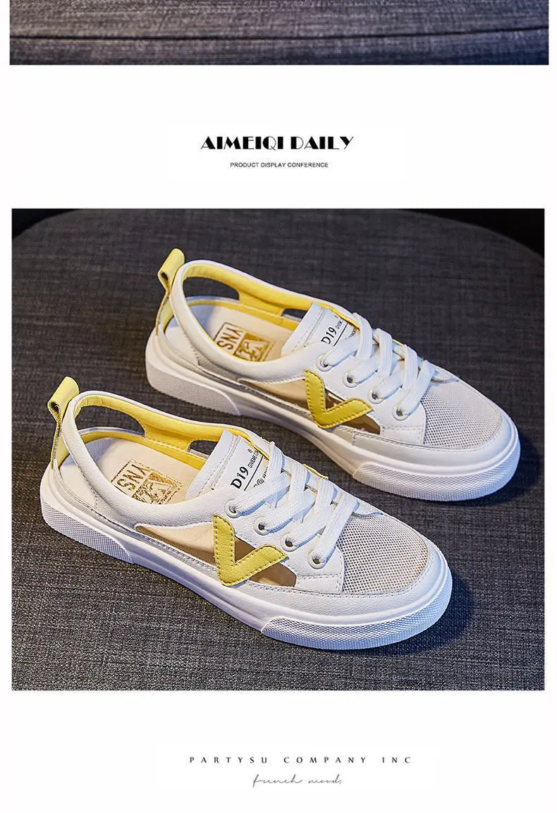 Real Soft Leather Bag Head Sports Sandals Women's Outer Wear New Summer Student All-match Flat Casual White Shoes Woman